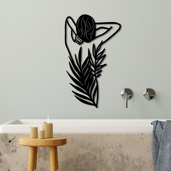 Wallity Flower Woman Escultura de pared de metal negra Wallity Flower Woman Escultura de pared de metal negra